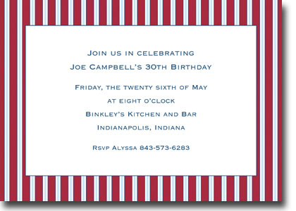 Boatman Geller Invitations - Parker Stripe Red & Blue Boatman Geller Invitations - Parker Stripe Red & Blue