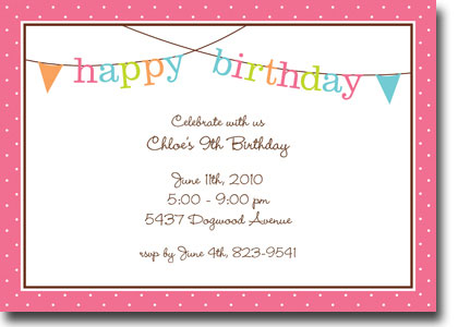 Boatman Geller - Banner Birthday Girl Invitations (H) Boatman Geller - Banner Birthday Girl Invitations (H)