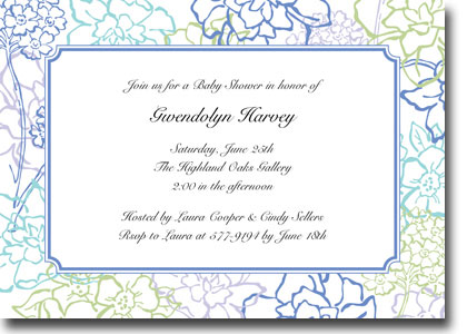Boatman Geller Invitations - Chelsea Floral Blue Boatman Geller Invitations - Chelsea Floral Blue