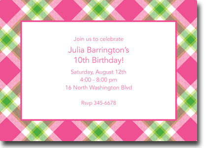 Boatman Geller - Ashley Plaid Pink Birth Announcements/Invitations