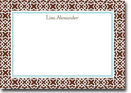 Boatman Geller Stationery - Mod Lattice Brown Large Flat Card