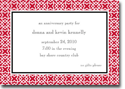 Boatman Geller Invitations - Mod Lattice Border Red