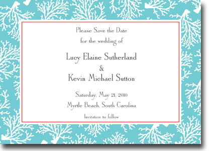 Boatman Geller Invitations - Coral Repeat Teal Boatman Geller Invitations - Coral Repeat Teal