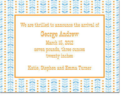 Boatman Geller - Bright Vine Blue & Orange Invitations