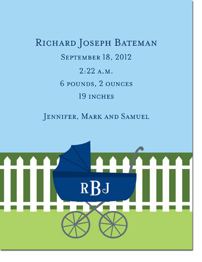 Boatman Geller - Charming Pram Navy Invitations Boatman Geller - Charming Pram Navy Invitations