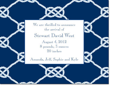 Boatman Geller - Nautical Knot Navy Birth Announcements Boatman Geller - Nautical Knot Navy Birth Announcements
