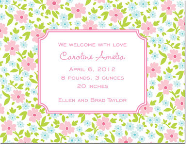 Boatman Geller - Emma Floral Pink Birth Announcements Boatman Geller - Emma Floral Pink Birth Announcements