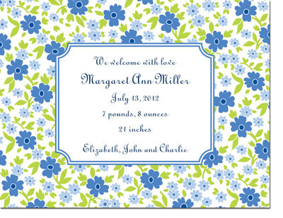 Boatman Geller - Emma Floral Periwinkle Birth Announcements