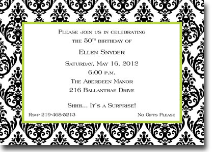 Boatman Geller - Madison Damask Black Invitations (H)