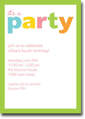 Boatman Geller - Party Dot Green Invitations (V) Boatman Geller - Party Dot Green Invitations (V)