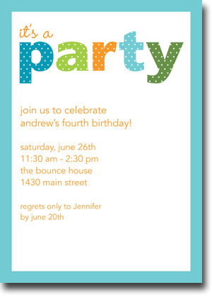 Boatman Geller - Party Dot Teal Invitations (V) Boatman Geller - Party Dot Teal Invitations (V)
