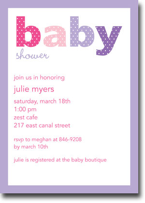 Boatman Geller - Baby Shower Dot Lilac Invitations (V) Boatman Geller - Baby Shower Dot Lilac Invitations (V)