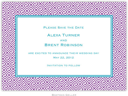 Boatman Geller - Create-Your-Own Birth Announcements/Invitations (Greek Tile)