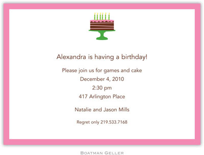 Boatman Geller - Birthday Cake Pink Birth Announcements/Invitations Boatman Geller - Birthday Cake Pink Birth Announcements/Invitations