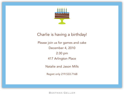 Boatman Geller - Birthday Cake Blue Birth Announcements/Invitations Boatman Geller - Birthday Cake Blue Birth Announcements/Invitations