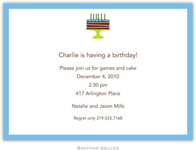 Boatman Geller - Birthday Cake Blue Birth Announcements/Invitations