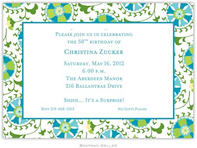 Boatman Geller - Suzani Teal Birth Announcements/Invitations Boatman Geller - Suzani Teal Birth Announcements/Invitations