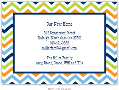 Boatman Geller - Chevron Blue Orange & Lime Birth Announcements/Invitations Boatman Geller - Chevron Blue Orange & Lime Birth Announcements/Invitations