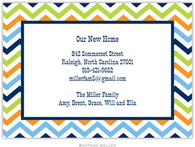 Boatman Geller - Chevron Blue Orange & Lime Birth Announcements/Invitations