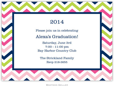 Boatman Geller - Chevron Pink Navy & Lime Birth Announcements/Invitations Boatman Geller - Chevron Pink Navy & Lime Birth Announcements/Invitations