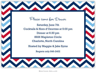 Boatman Geller - Chevron Blue & Red Birth Announcements/Invitations