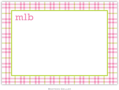 Boatman Geller - Miller Check Pink & Green Birth Announcements/Invitations