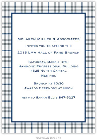 Boatman Geller - Miller Check Gray & Blue Birth Announcements/Invitations