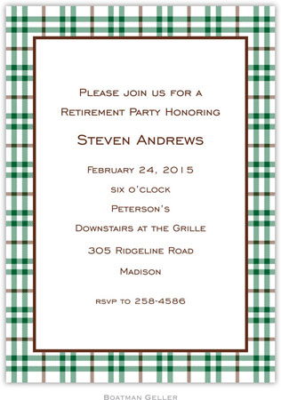 Boatman Geller - Miller Check Green & Brown Birth Announcements/Invitations Boatman Geller - Miller Check Green & Brown Birth Announcements/Invitations