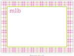 Boatman Geller - Miller Check Pink & Green Birth Announcements/Invitations