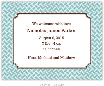 Boatman Geller - Create-Your-Own Birth Announcements/Invitations (Basketweave)