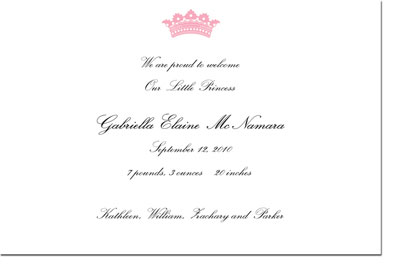 Boatman Geller - Princess Birth Announcements/Invitations