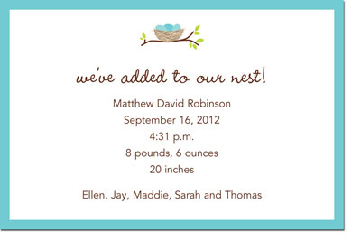 Boatman Geller - Nest Birth Announcements/Invitations Boatman Geller - Nest Birth Announcements/Invitations