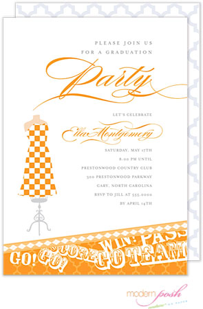 Modern Posh Invitations - Graduation (Orange)