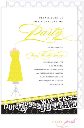 Modern Posh Invitations - Graduation (Black & Gold)