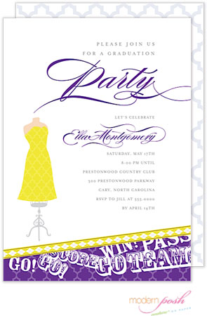 Modern Posh Invitations - Graduation (Purple & Yellow)