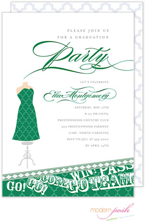 Modern Posh Invitations - Graduation (Dark Green)