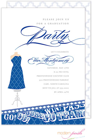 Modern Posh Invitations - Graduation (Dark Blue)