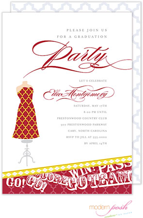 Modern Posh Invitations - Graduation (Red & Yellow)