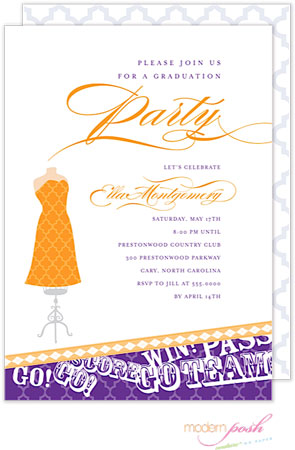 Modern Posh Invitations - Graduation (Purple & Gold)