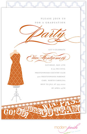 Modern Posh Invitations - Graduation (Dark Orange)