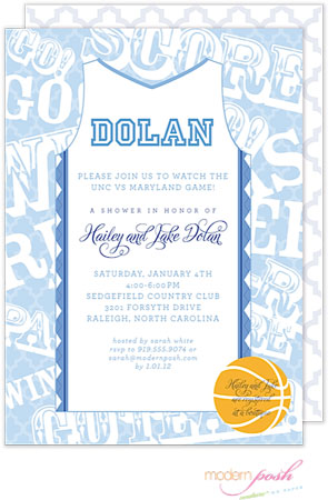 Modern Posh Invitations - Basketball (Light Blue)