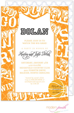 Modern Posh Invitations - Basketball (Orange)