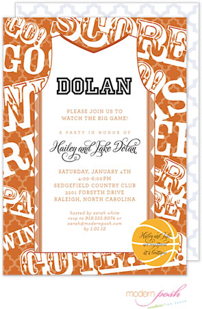 Modern Posh Invitations - Basketball (Dark Orange)