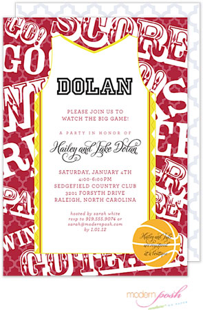 Modern Posh Invitations - Basketball (Dark Red/Crimson & Gold) Modern Posh Invitations - Basketball (Dark Red/Crimson & Gold)