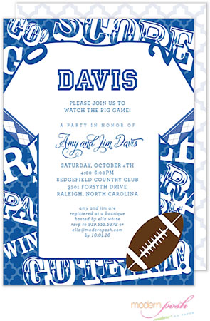 Modern Posh Invitations - Football (Dark Blue)