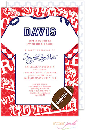 Modern Posh Invitations - Football (Red & Dark Blue) Modern Posh Invitations - Football (Red & Dark Blue)