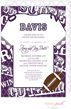 Modern Posh Invitations - Football (Purple)