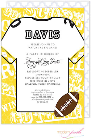 Modern Posh Invitations - Football (Gold & Black)