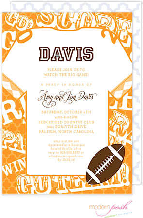 Modern Posh Invitations - Football (Orange)