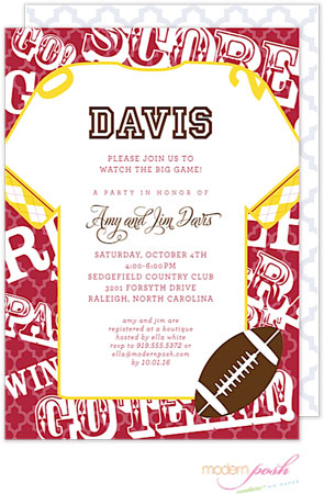 Modern Posh Invitations - Football (Dark Red/Crimson & Gold) Modern Posh Invitations - Football (Dark Red/Crimson & Gold)